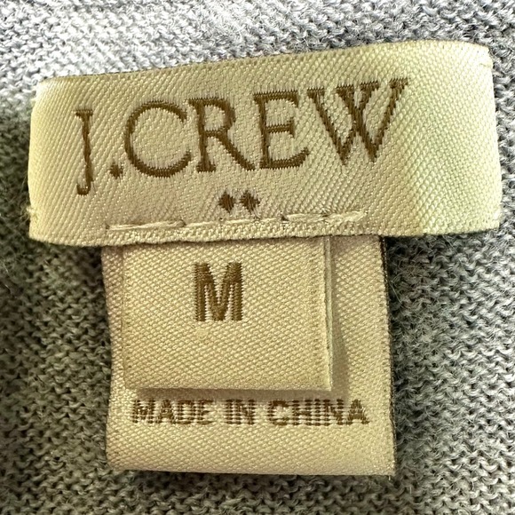 J CREW 100% Merino Wool Gray Crewneck Sweater 3/4 Sleeve Sz M Preppy Minimalist - Picture 6 of 7